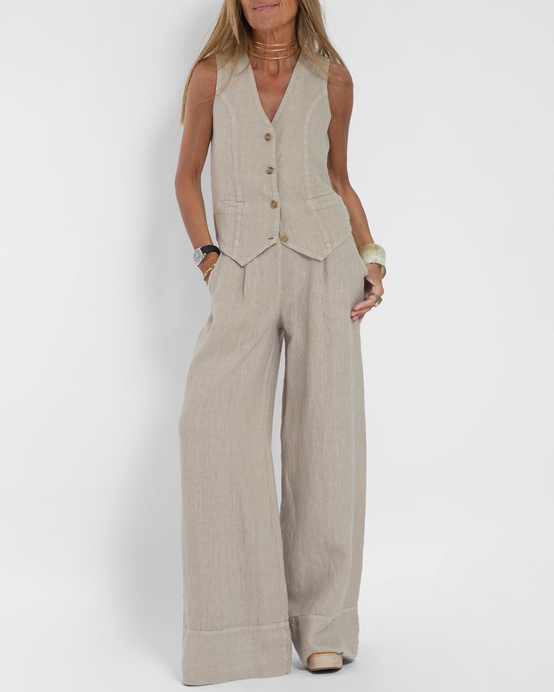 Stylisches Set: ärmellose Weste & weitbeinige Hose - Imee