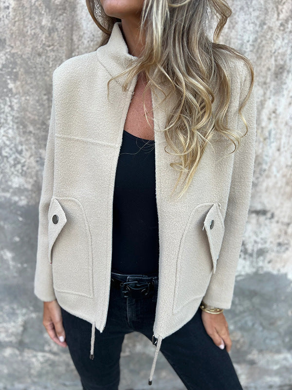 ModeGeist | Fleecejacke mit strukturiertem Stehkragen