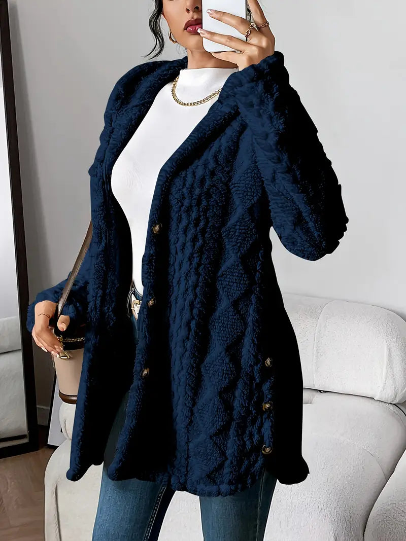 MODEGEIST Damen Kapuzen-Cardigan Weich Plüsch Warm Oversized