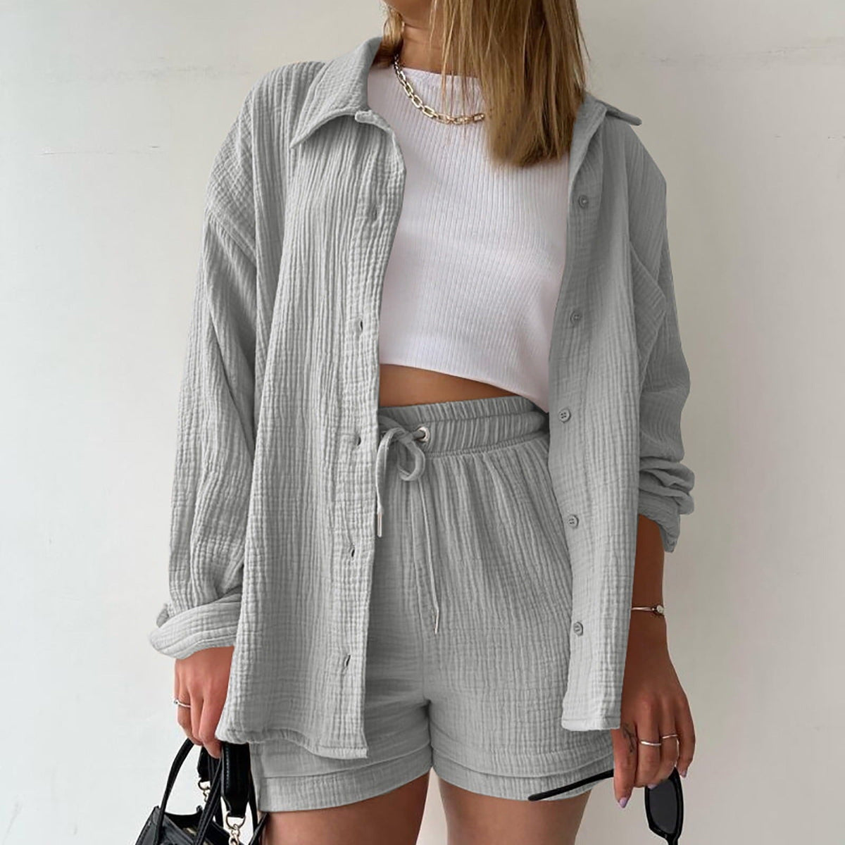 AGATHE: Lockeres Hemd- und Shorts-Set