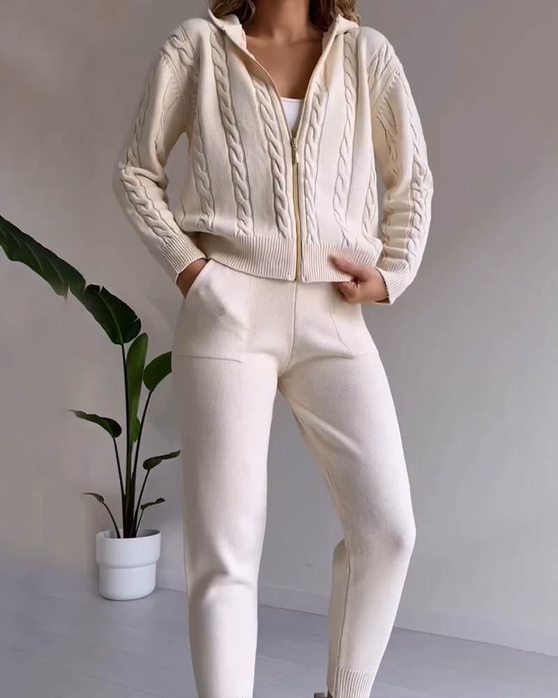 ModeGeist | Jacquard-Strickjacken-Set mit Twist-Design