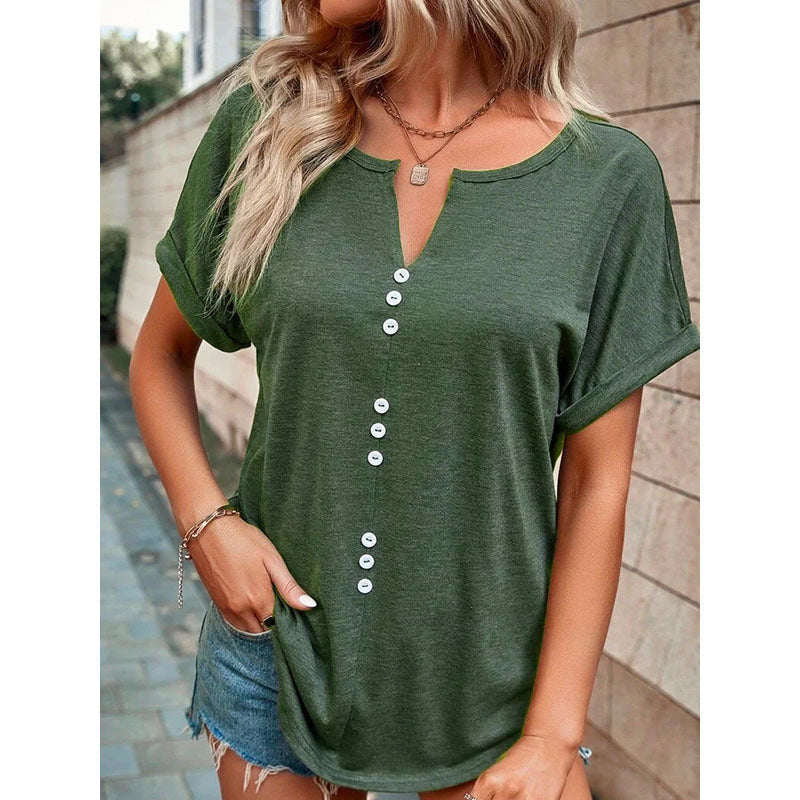 Fudus Kurzarm Bluse mit Knöpfen