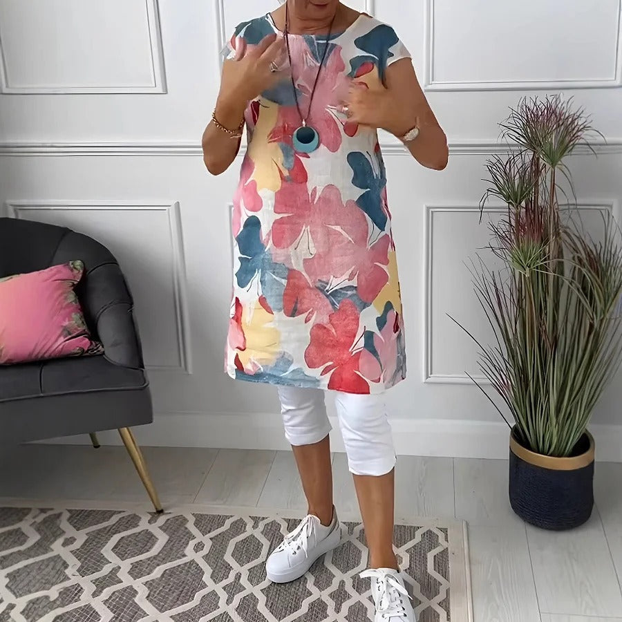 MODEGEIST Damen Sommerkleid Ärmellos Leichter Stoff Rosa