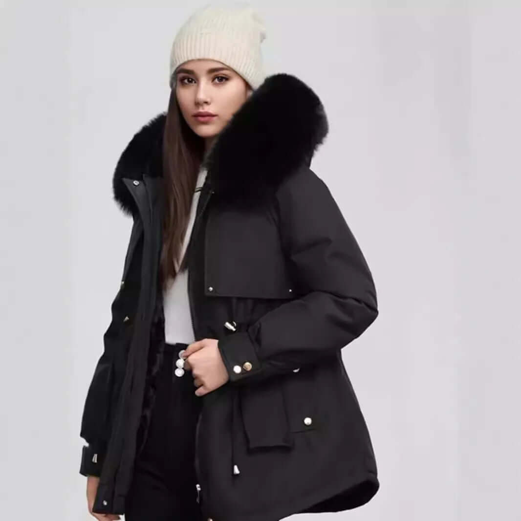 ModeGeist | Damen Winter Kunstpelzkragen Mantel