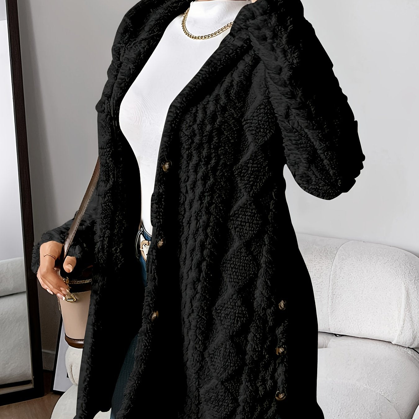 ModeGeist | Lang Damenjacke Mit Kapuze – Marit