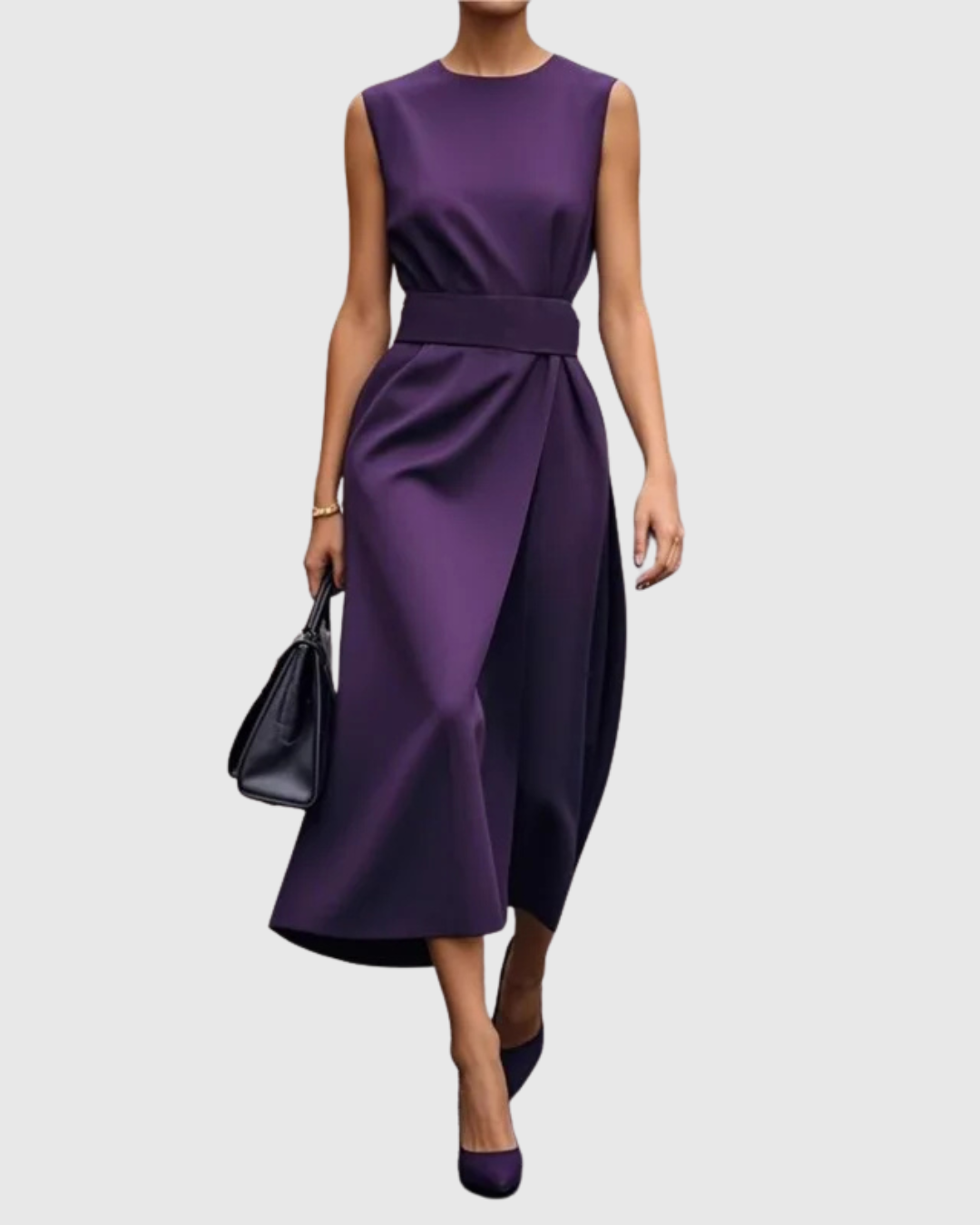 MODEGEIST Damen Midi-Kleid Ärmellos Twist-Detail Rostbraun