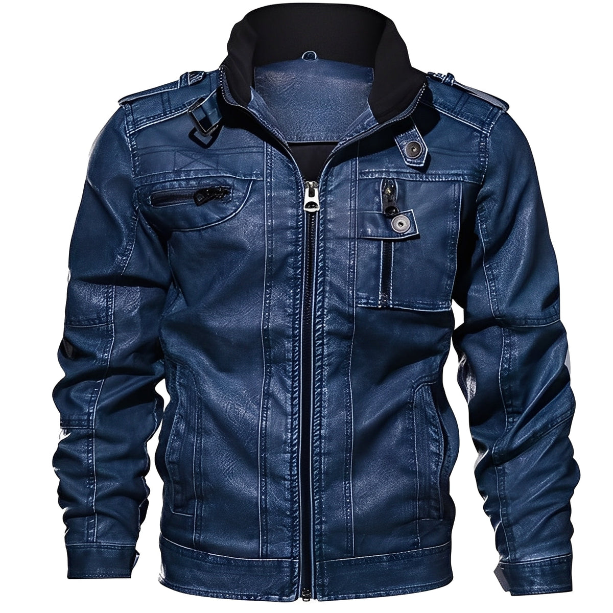 ModeGeist | Klassische Lederjacke mit Taschen für Männer