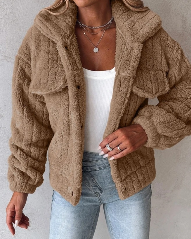 ModeGeist | Warmer Damen-Teddy-Mantel Kurz
