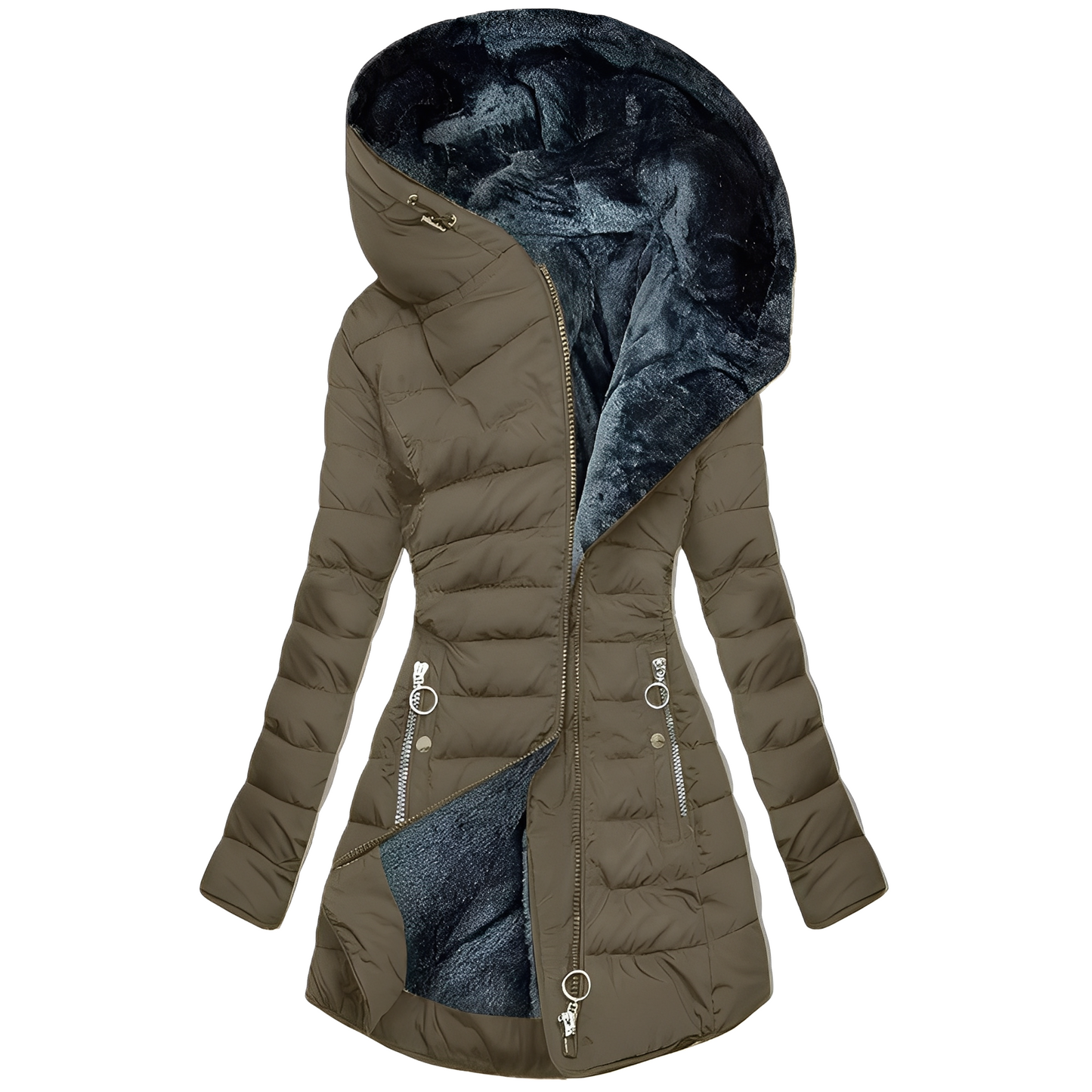 ModeGeist | Warmer Plüschmantel mit Kapuze für Frauen