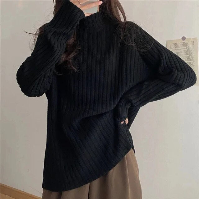 ModeGeist | Pullover mit hohem Kragen für Frauen Lang