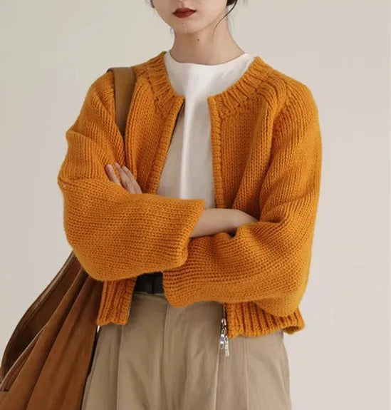 Damen Oversized Strickjacke mit Reißverschluss ModeGeist