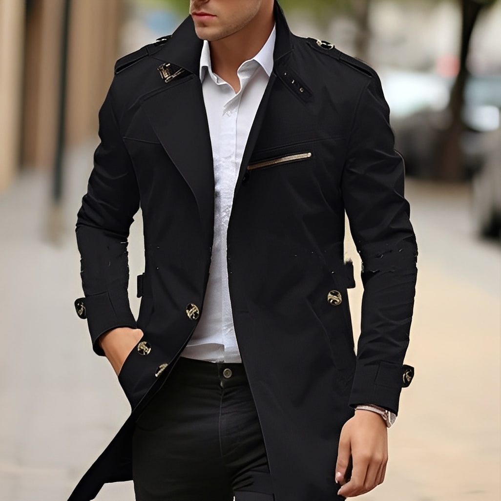 ModeGeist | Eleganter Trenchcoat mit umgekehrtem Kragen für Männer