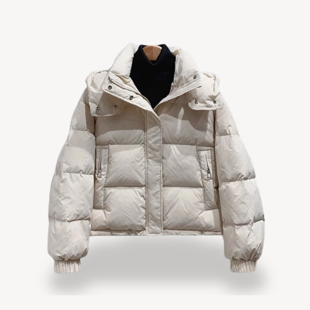 ModeGeist | Übergroße Damen Pufferjacke mit Hohem Kragen und Reißverschluss