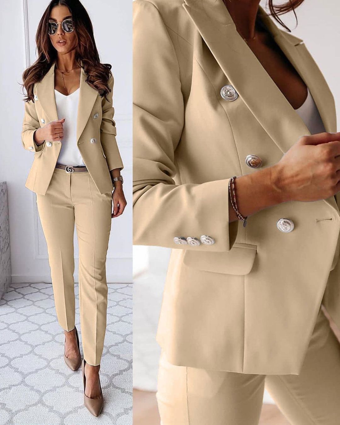 ModeGeist | Damen Satz mit Schickem Knopf Blazer