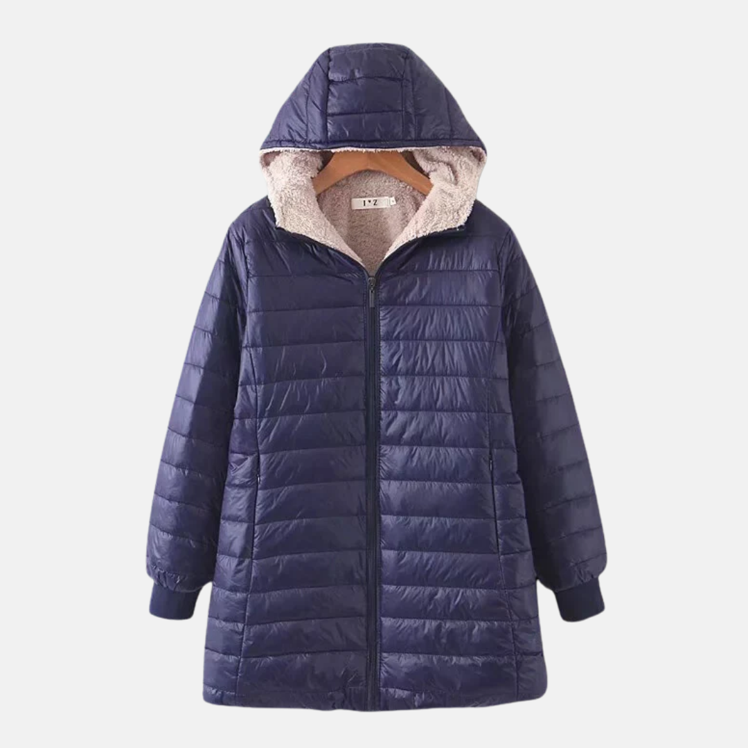 ModeGeist | Steppjacke - Mittellang - Lockere Passform - Fleece-Futter - Kapuze