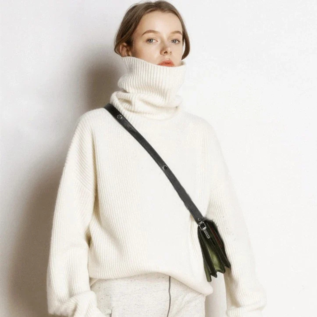 ModeGeist | Pullover - Damen Herbst Oversized Polokragen Pullover