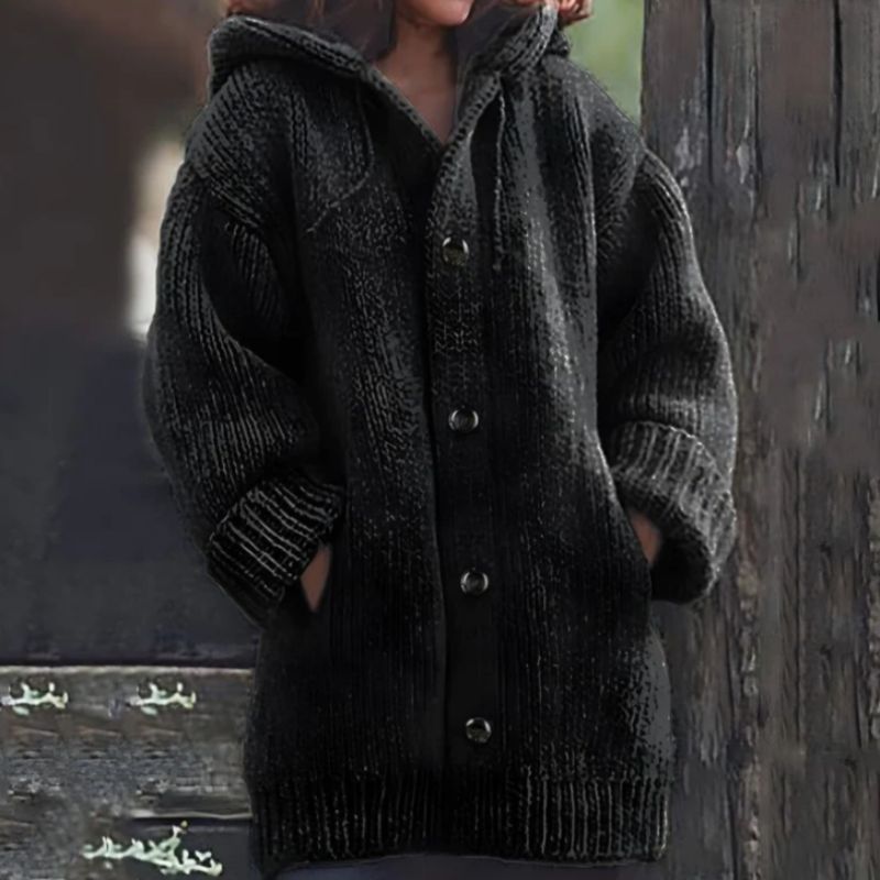 ModeGeist | Strickjacke - Oversized Passform - Dickes und Warmes Material - mit Kapuze