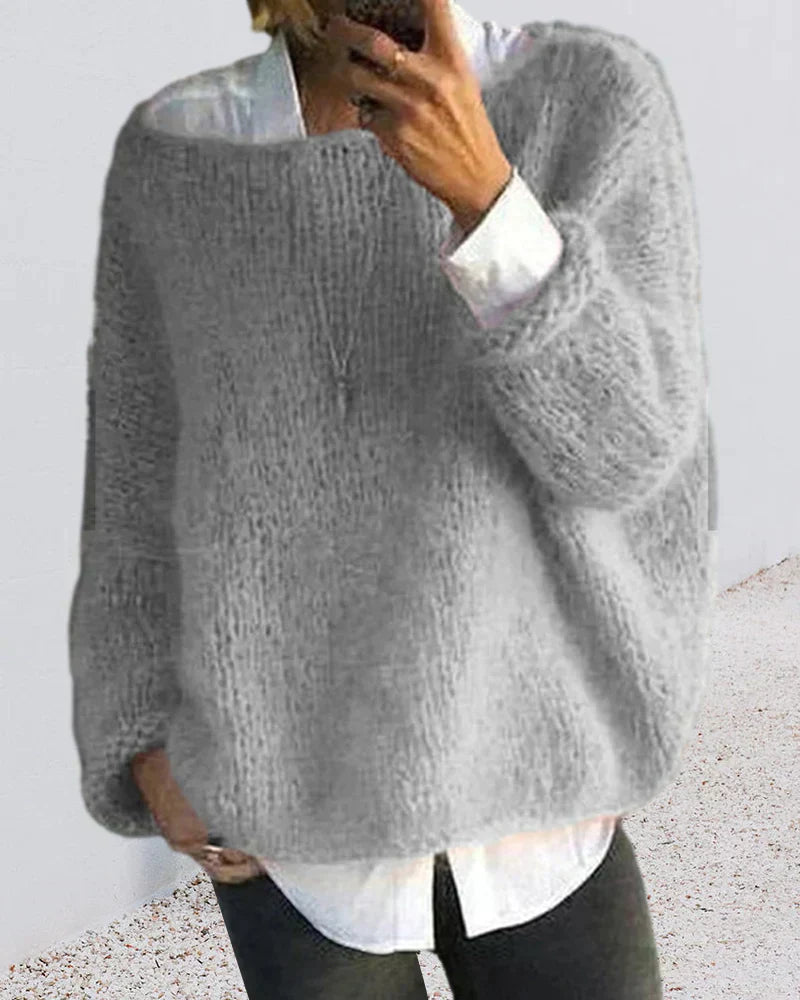 MODEGEIST Damen Strickpullover Langarm Relaxed-Fit Herbst Winter