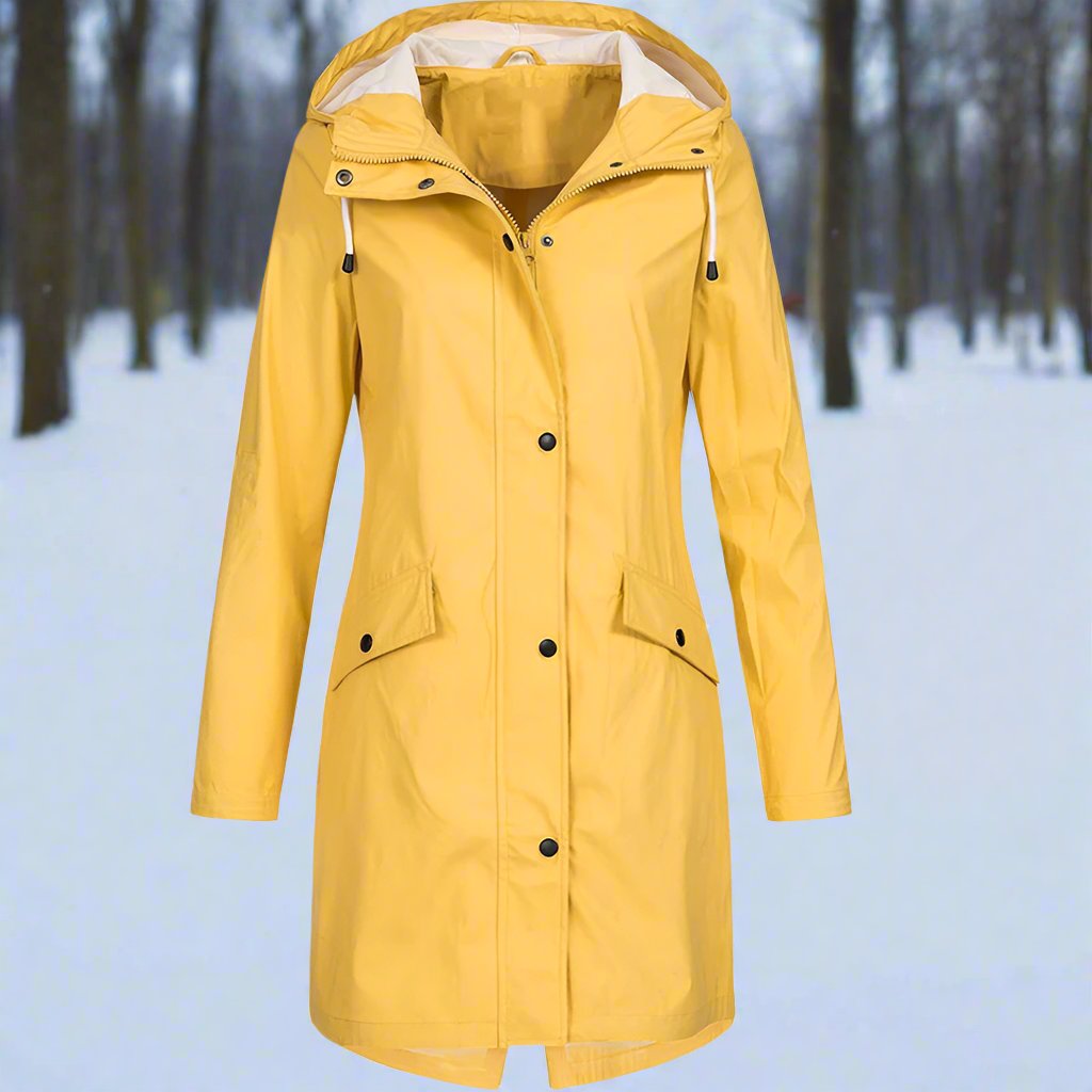 ModeGeist | Kapuzen-Regenjacke - Lockere Passform Mid-Thigh Regenjacke