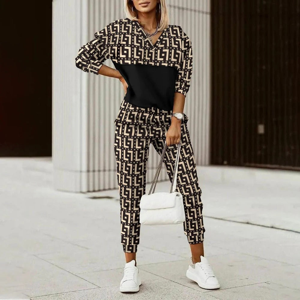 Sana Damen-Anzug: Elegantes Kapuzentop & Hose mit Kordelzug