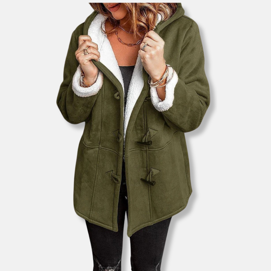 ModeGeist | Fleecejacke - Relaxed Fit - Kapuze - Plüschfutter - Mittellang - Toggle-Verschluss