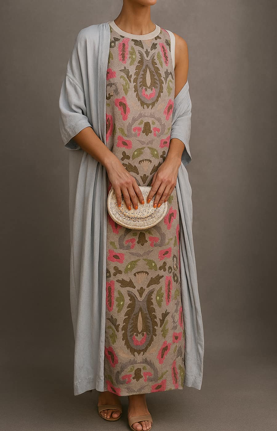 MODEGEIST Damen Kleid-Mantel-Set Koordiniert Elegant Fließend