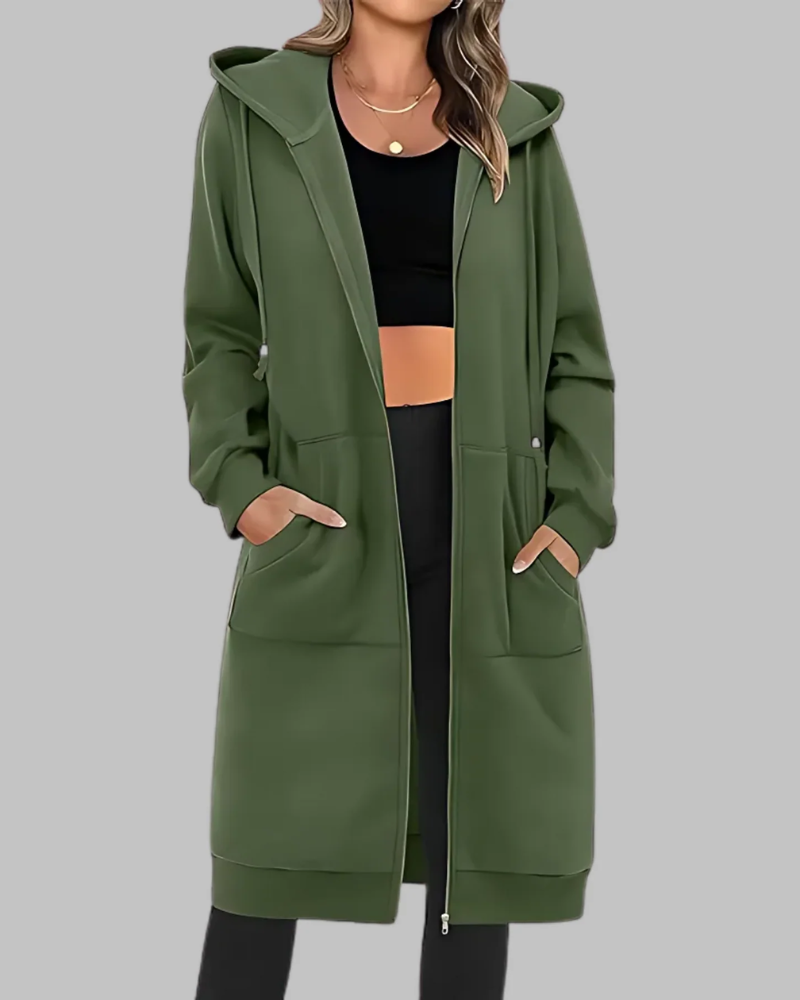 ModeGeist | Lässige Zip-Up Übergroße Lange Jacke