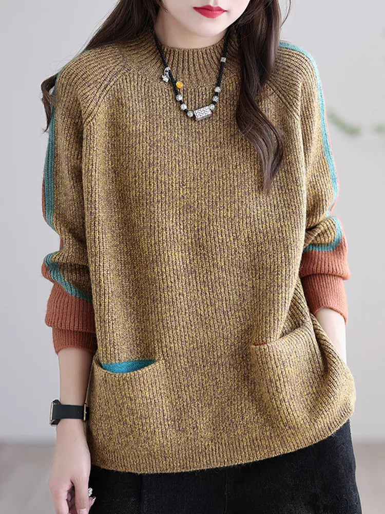 Damen Sweatshirt mit Taschen im eleganten Vintage-Stil von Fudus