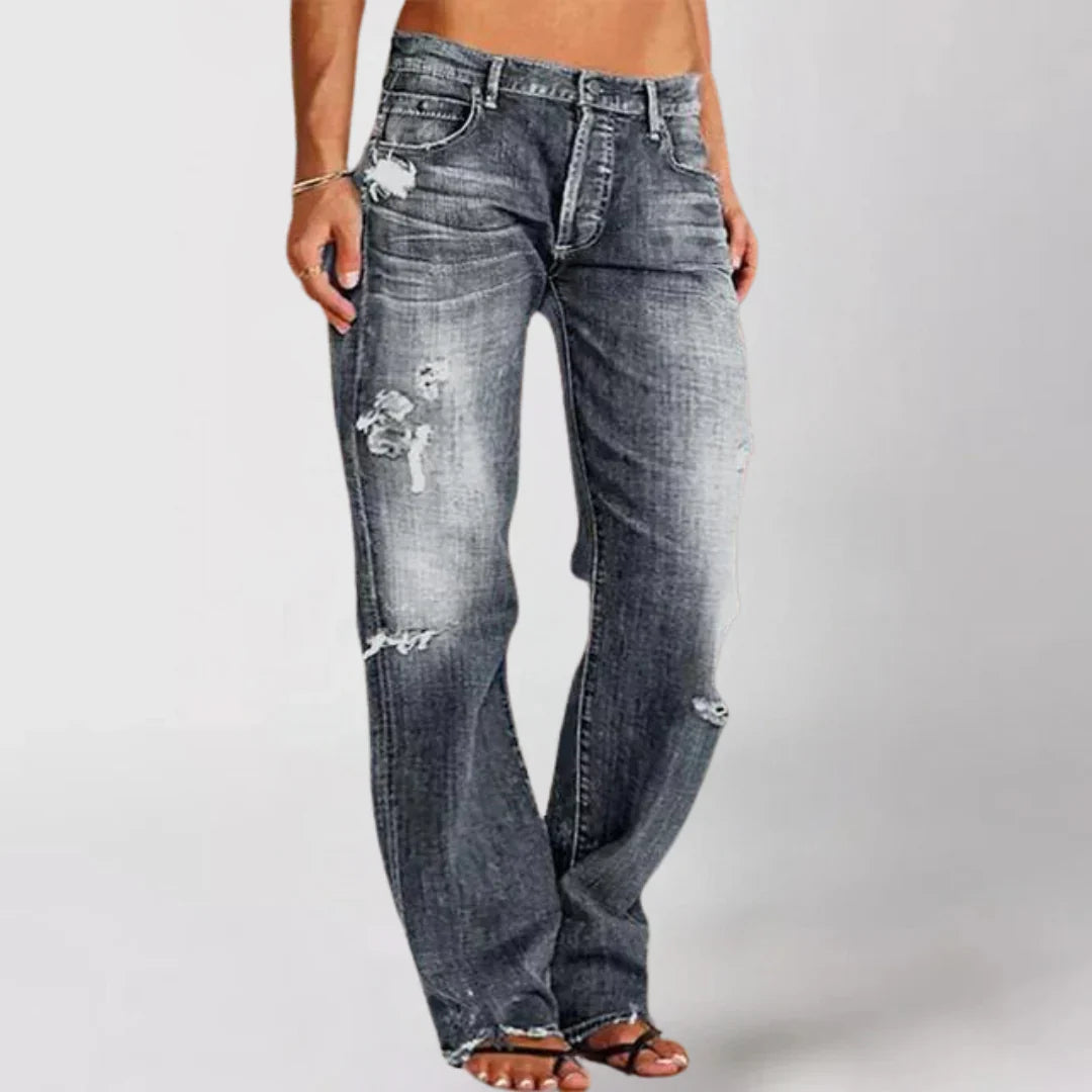WIBKE Jeans: Weite Passform, Used-Look