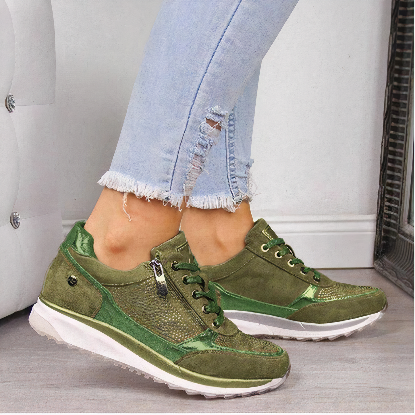 Sneaker Cornelia: Damen-Schnürschuhe mit Reißverschluss – leicht und bequem