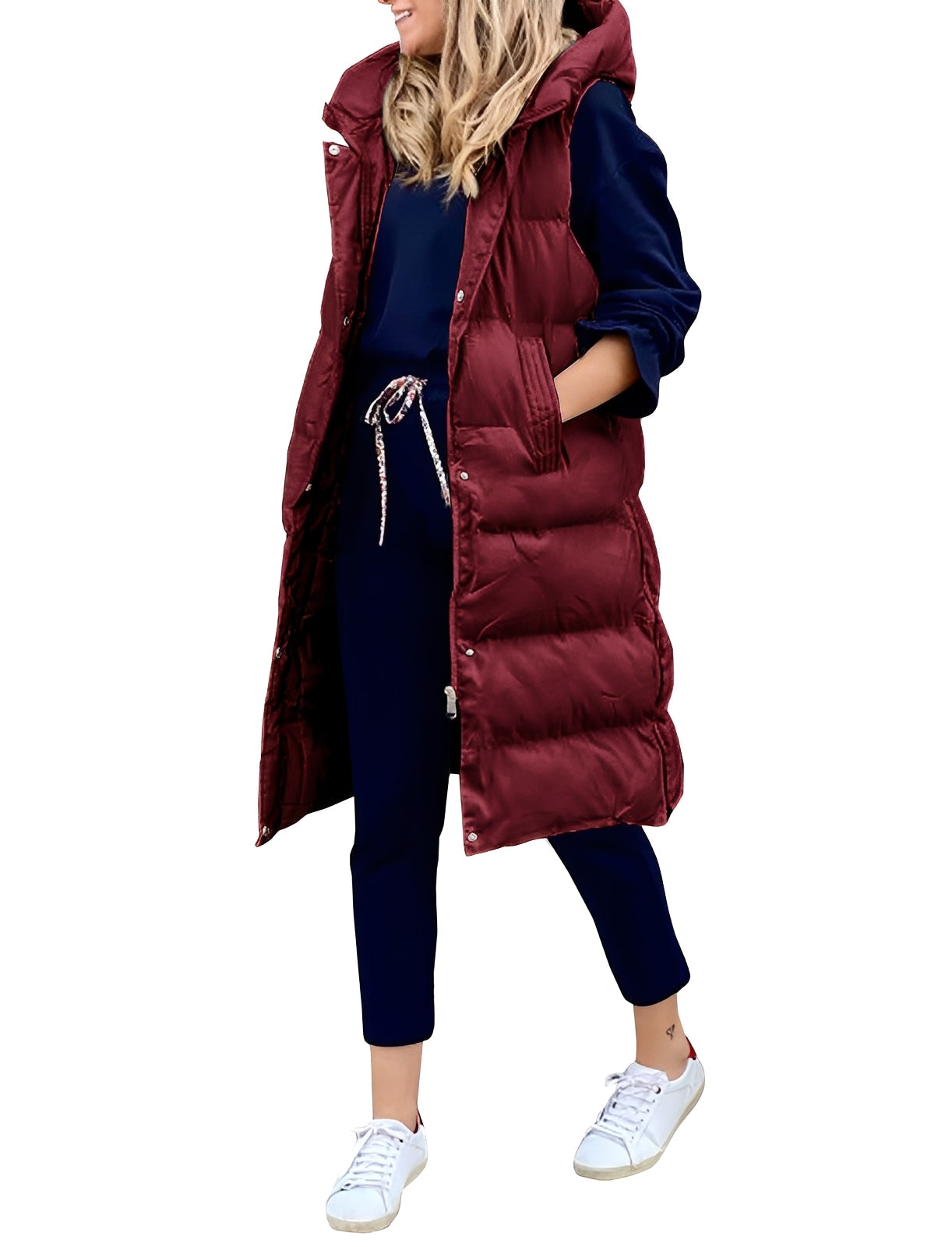 ModeGeist | Stylischer, Ärmelloser, Langer Weste-Mantel für Damen