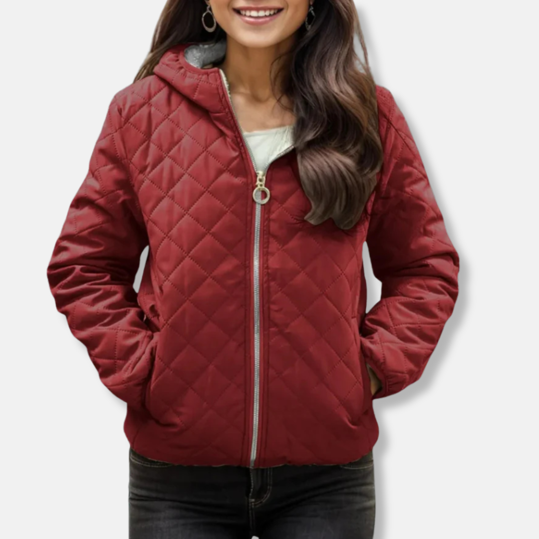ModeGeist | Gepolsterte Jacke - Lockere Passform - Diamantsteppung - Kapuze - Elastischer Saum