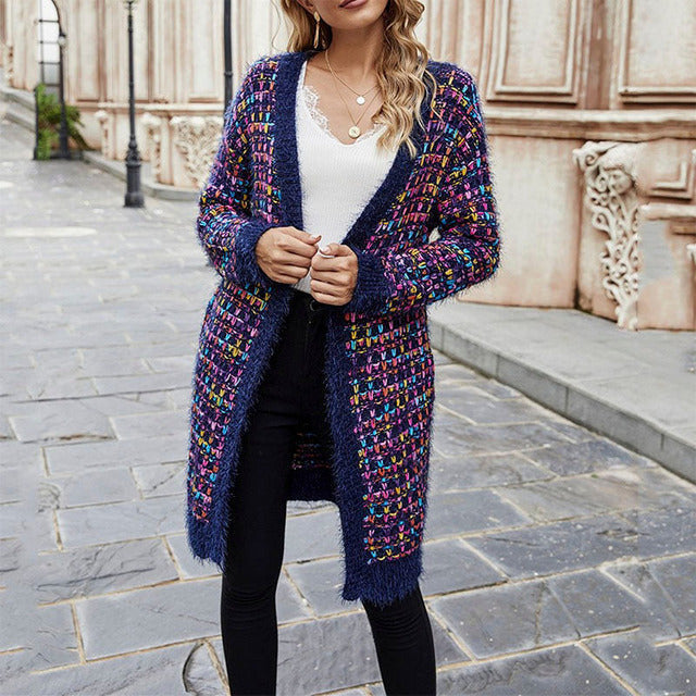 ModeGeist | Farbiger Langer Cardigan Polyester Warm, Bequem