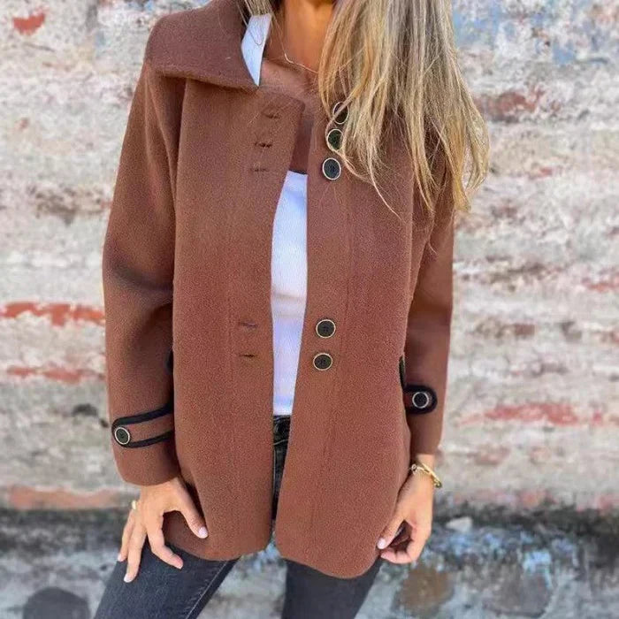 ModeGeist | Stilvolle Jacke Knopfverschluss Eleganter Alltagschnitt
