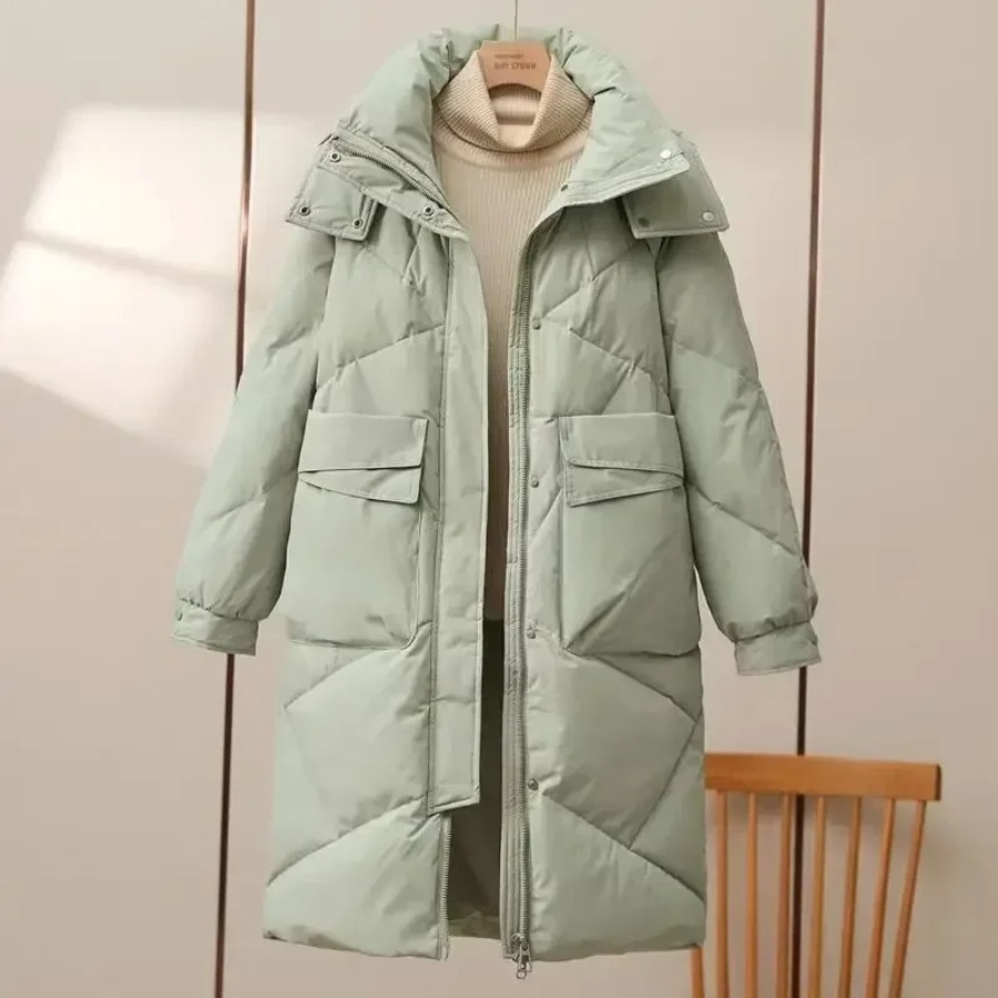 ModeGeist | Stylische Graue Leichte Pufferjacke mit Umlegekragen für Frauen