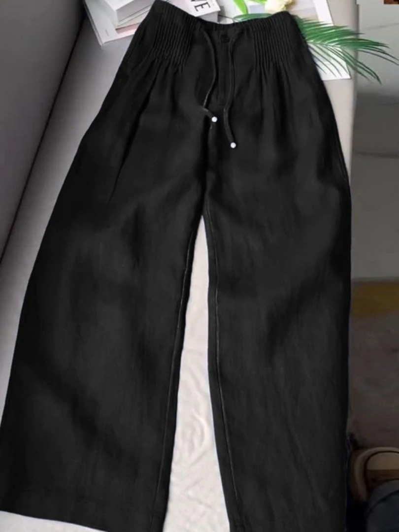 MODEGEIST Damen Wide-Leg Hose Elastikbund Leicht Fließend Entspannt