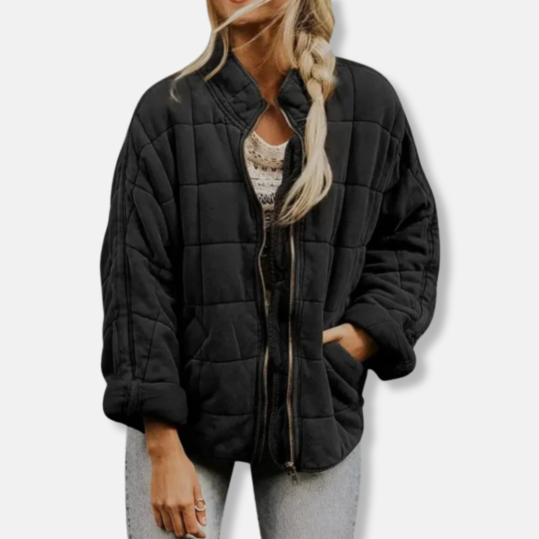 ModeGeist | Steppjacke - Oversized Fit - Stehkragen - Lange Ärmel - Reißverschlussverschluss