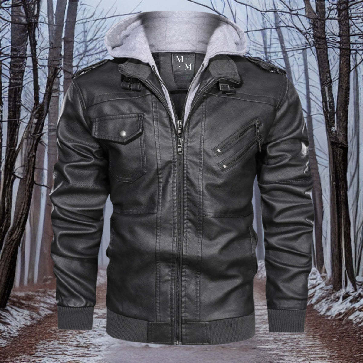 Hochwertige Rambo Lederjacke mit Kapuze