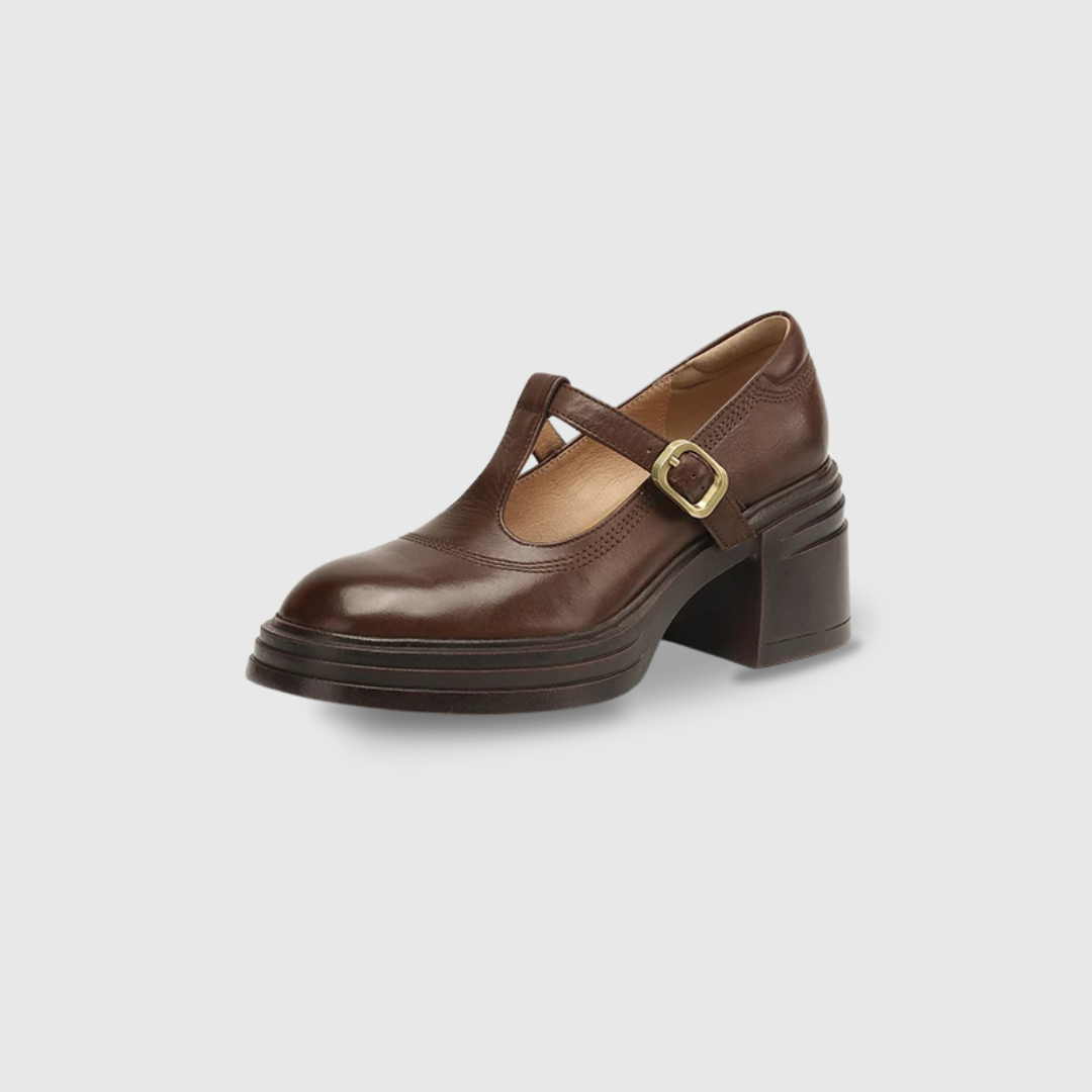 MODEGEIST Damen Mary Jane Pumps Blockabsatz Riemchen T-Spange