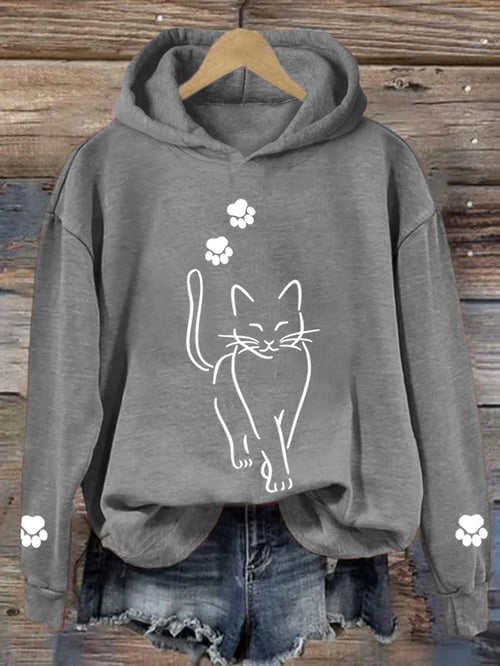 Damen-Katzenpullover im Lockeren Schnitt