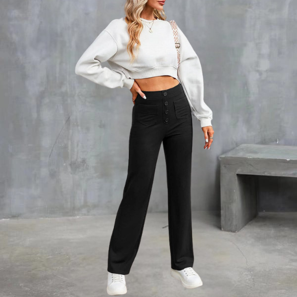 UNNA - Bequeme Hose mit hohem Bund und elastischem Bund