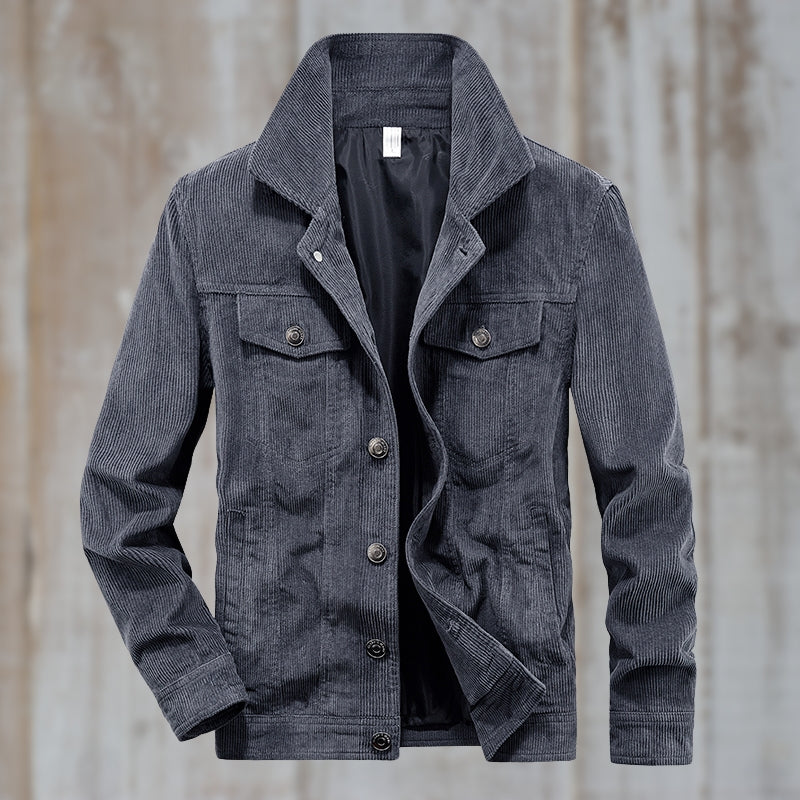 ModeGeist | Cordjacke mit Knopfverschluss Baumwollmischung Zeitloses Design