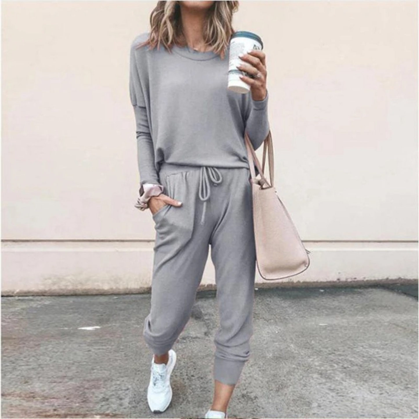 MODEGEIST Damen Jogging-Set Lounge Verstellbare Taille Weicher Stoff