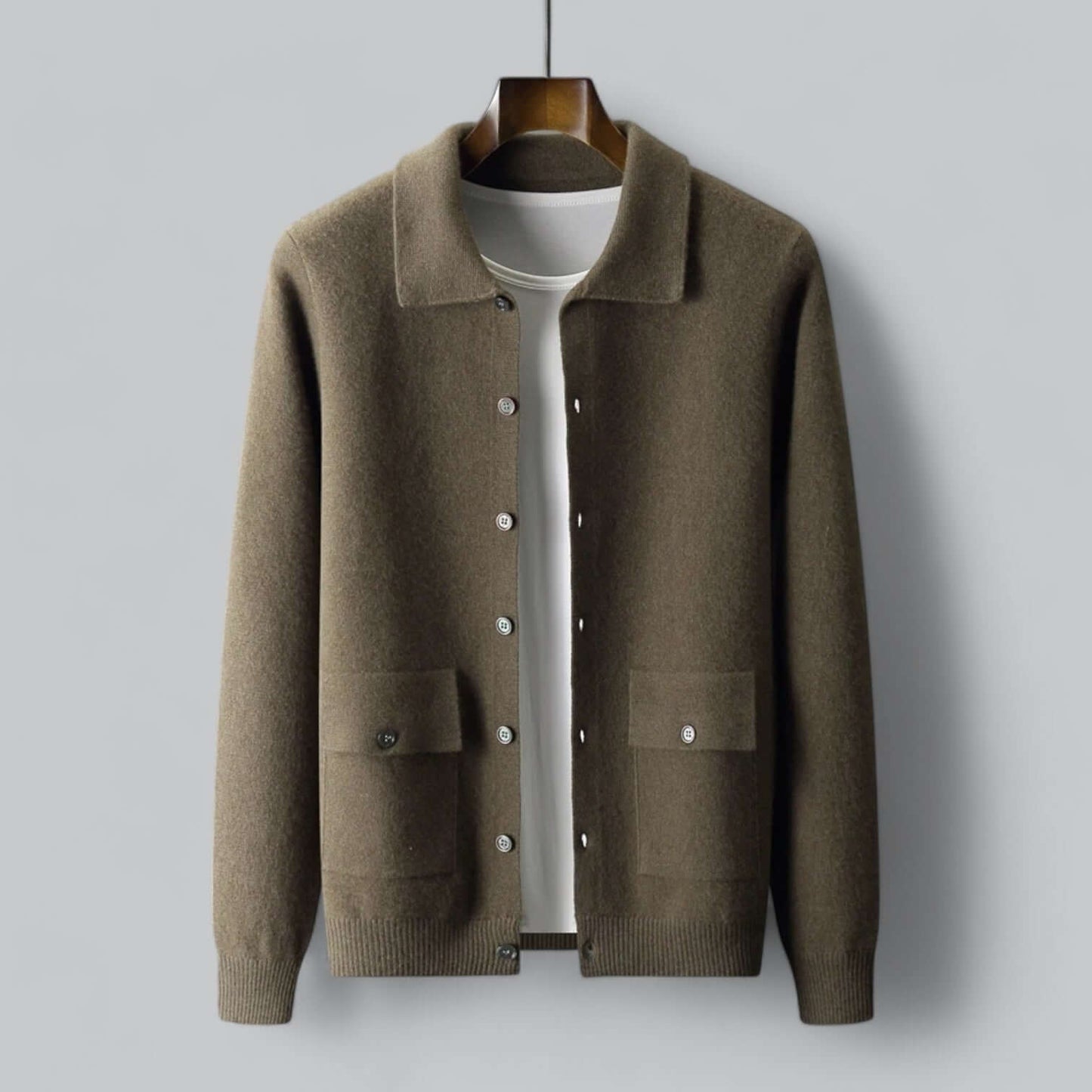 ModeGeist | Herren Kaschmir-Mischung Cardigan Jacke