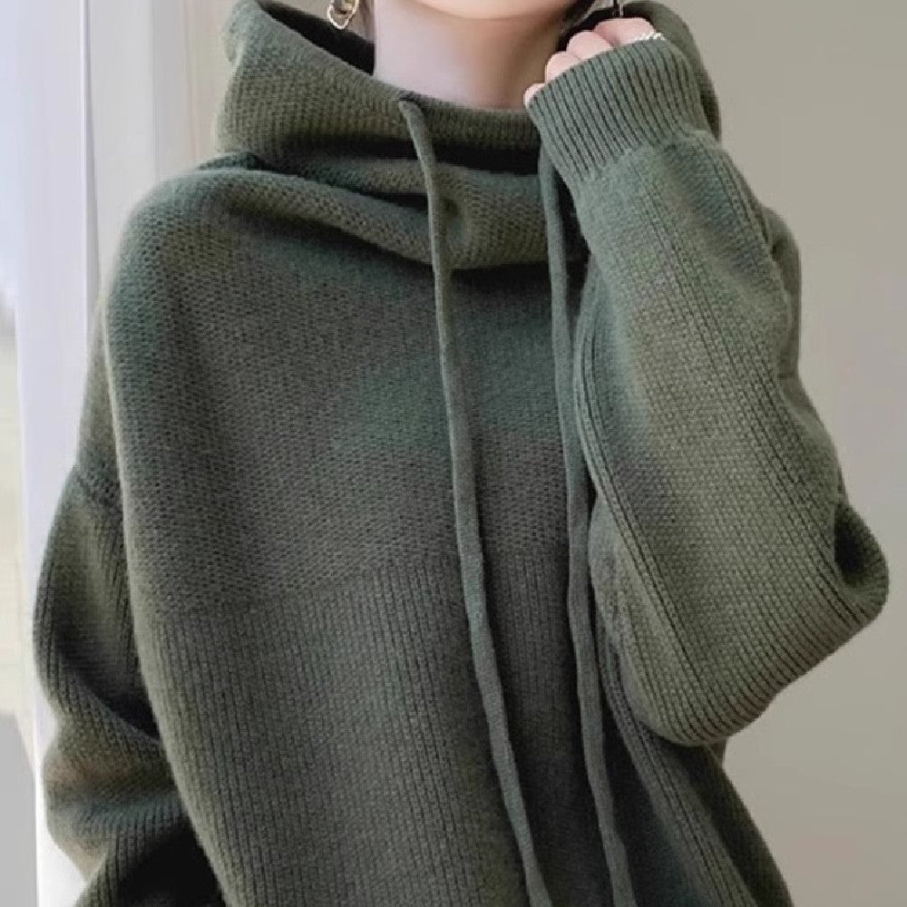 Fudus Strick Kapuzenpullover mit Wärmer