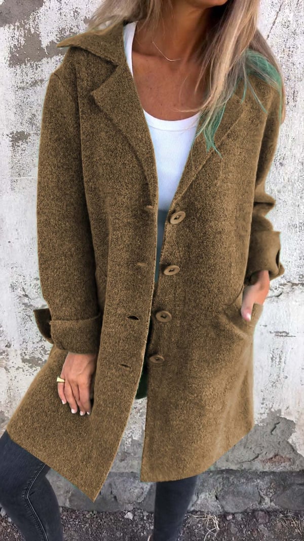 ModeGeist | Wollmantel mit Knopfverschluss Klassischer Kragen Elegant und Warm