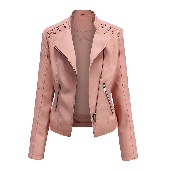 ModeGeist | Pudriges Lederjacke mit Reißverschluss