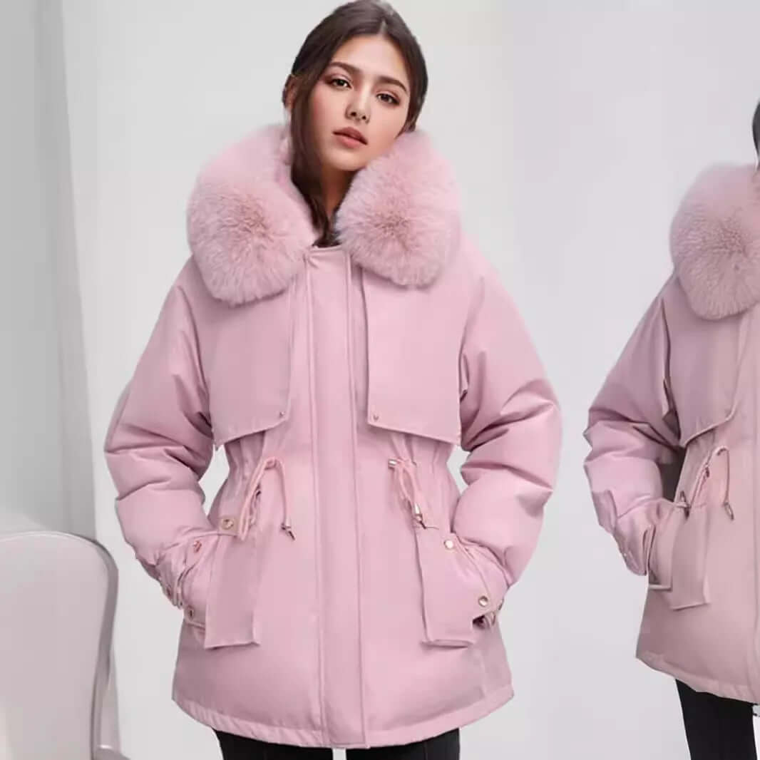 ModeGeist | Damen Winter Kunstpelzkragen Mantel