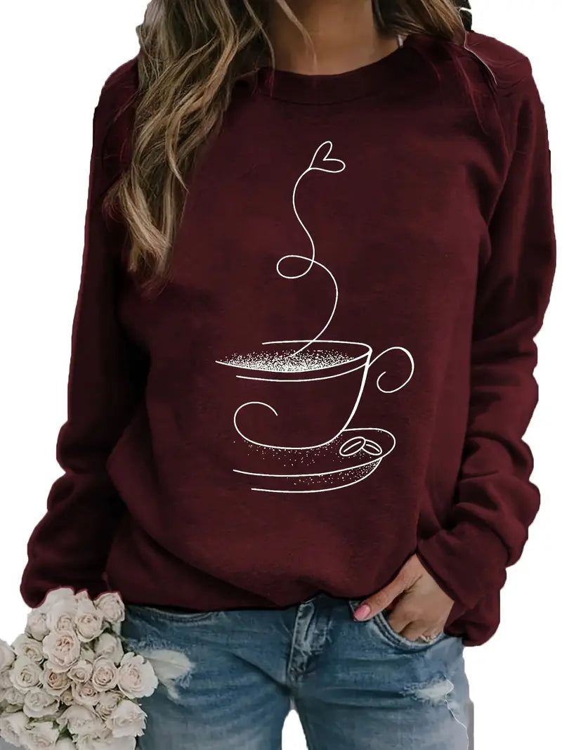 Sweatshirt with Coffee Graphic by Fudus