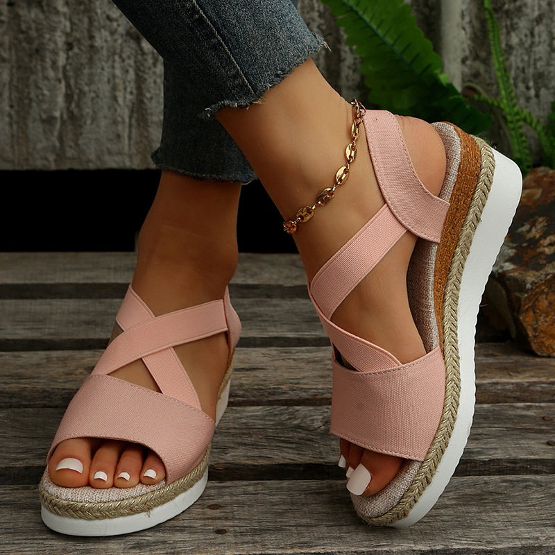 Damen-Plateausandalen mit Kreuzriemen